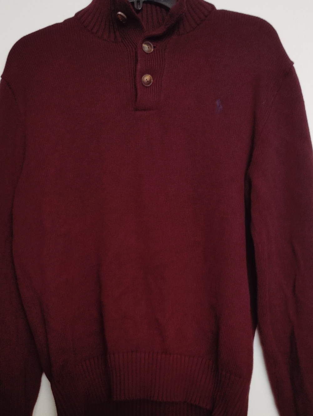 Polo by Ralph Lauren Men's Burgundy Zip/Quarter-Button Sweater